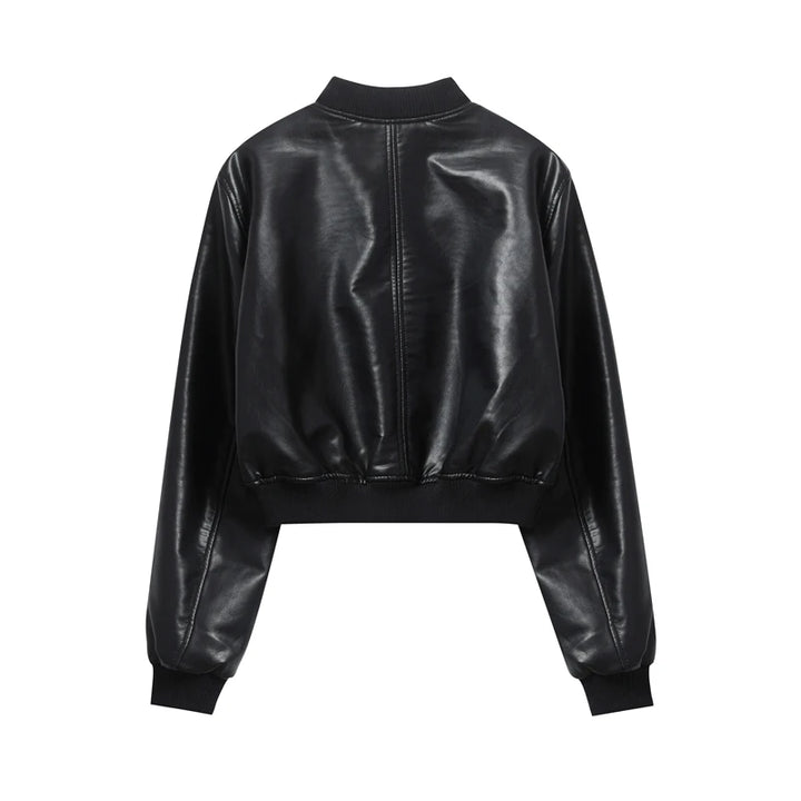 Jaqueta Bomber Feminina Couro Preto Use Joá Clothing