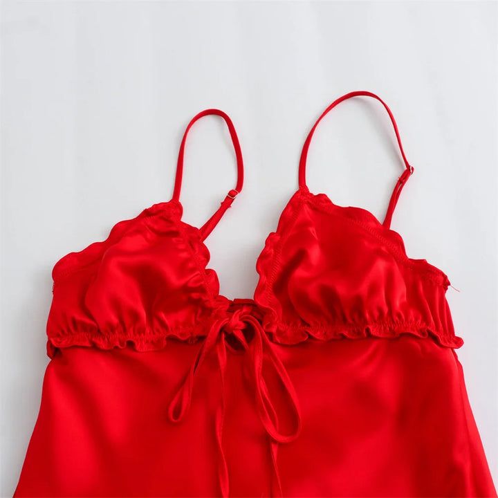 Vestido Midi Camisola Cetim vermelho use joá clothing