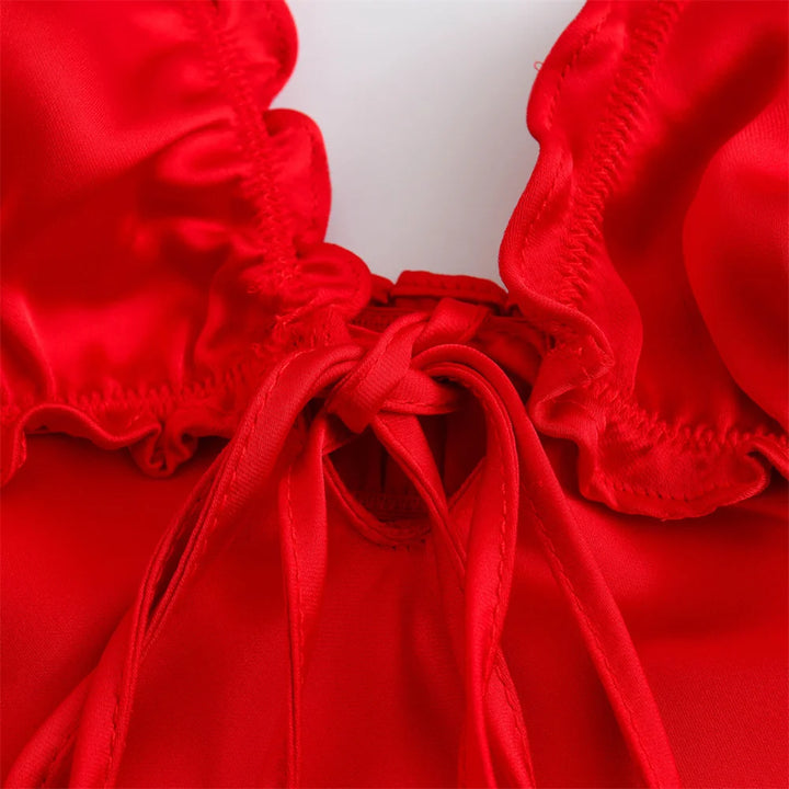 Vestido Midi Camisola Cetim vermelho use joá clothing