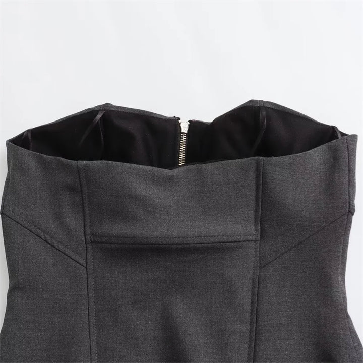 Blusa Feminina Corselet Tomara que Caia Cinza Escuro Use Joá Clothing