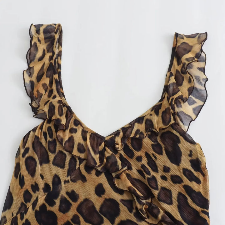 Vestido Longo Animal Print Babados use joá clothing