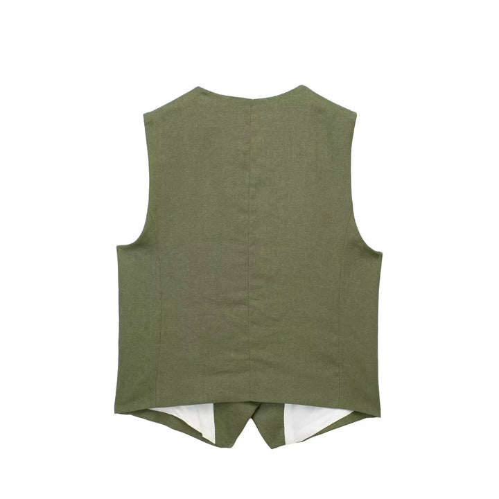 Colete Feminino de Alfaiataria em Linho verde militar use joá clothing