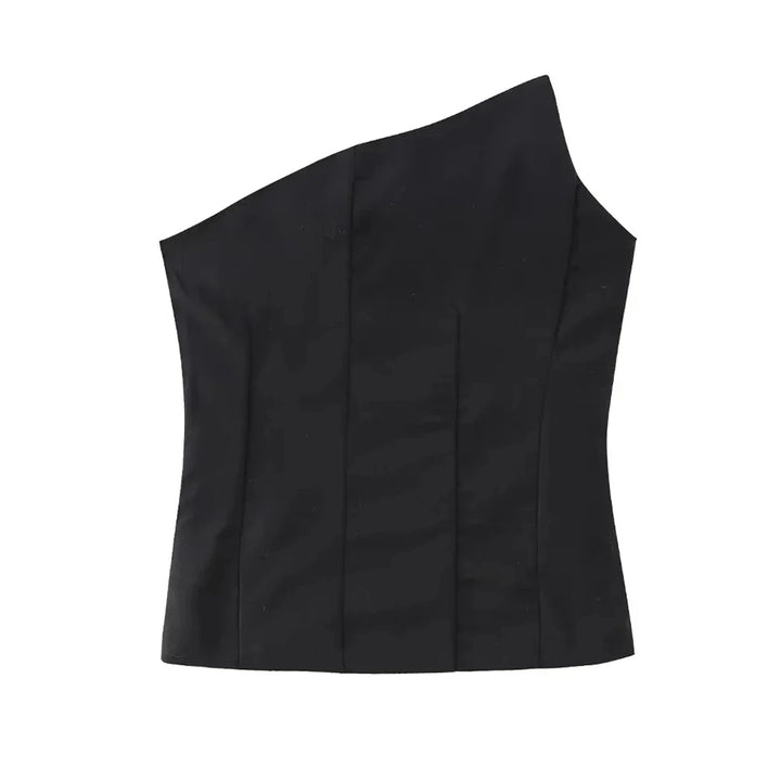 Top Bustier Feminino Liso Assimétrico Preto Use Joá Clothing