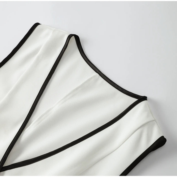 Conjunto Feminino Colete Assimétrico e Calça P&B preto e branco use joá clothing