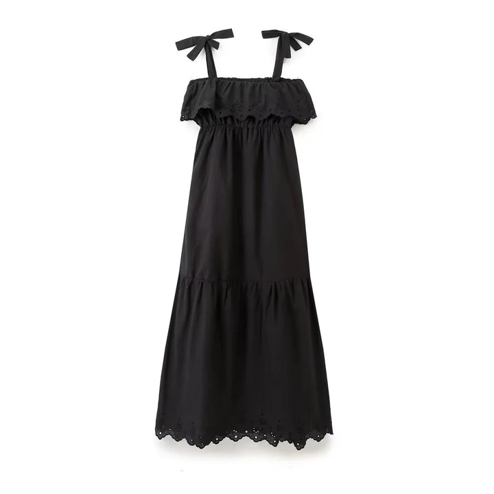 Vestido Longo Preto em Laise use joa clothing
