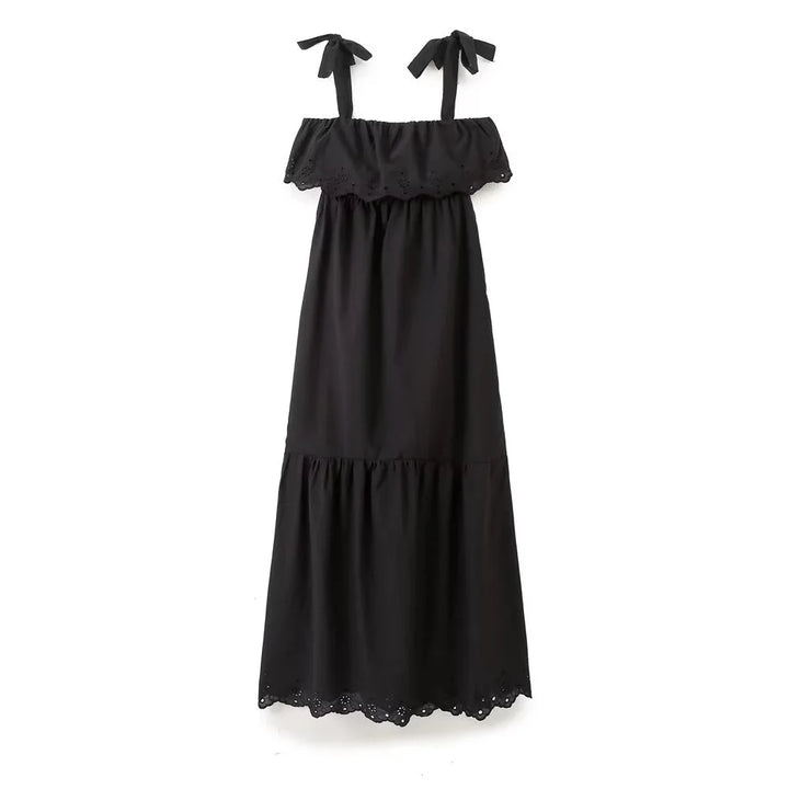 Vestido Longo Preto em Laise use joa clothing