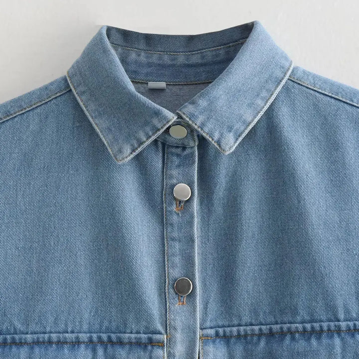 Camisa Cropped Jeans Feminino sem Manga Jeans Claro Use Joá Clothing