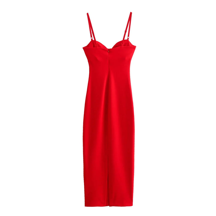 Vestido Midi Vermelho use joa clothing