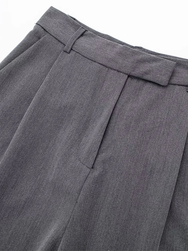Calça Feminina Alfaiataria Reta Cinza Use Joá Clothing