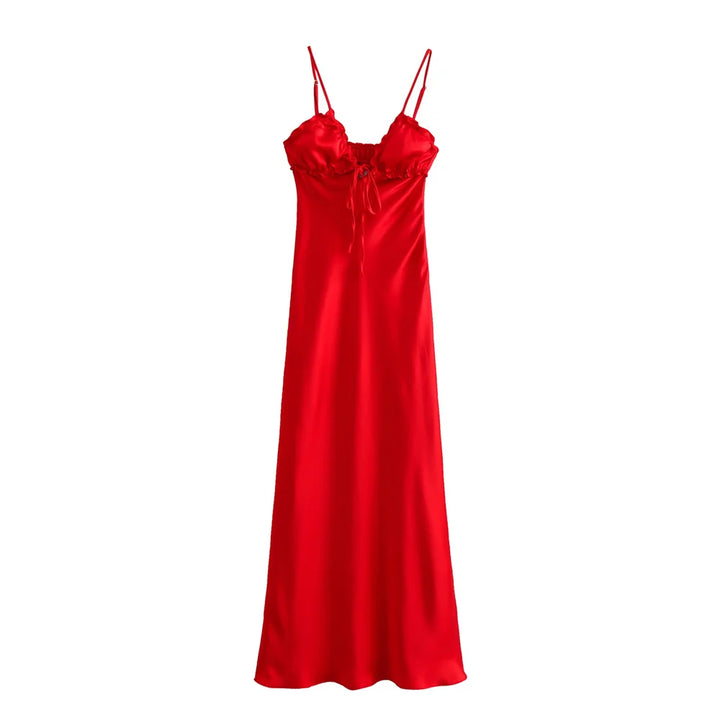 Vestido Midi Camisola Cetim vermelho use joá clothing