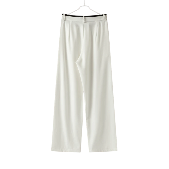 Conjunto Feminino Colete Assimétrico e Calça P&B preto e branco use joá clothing