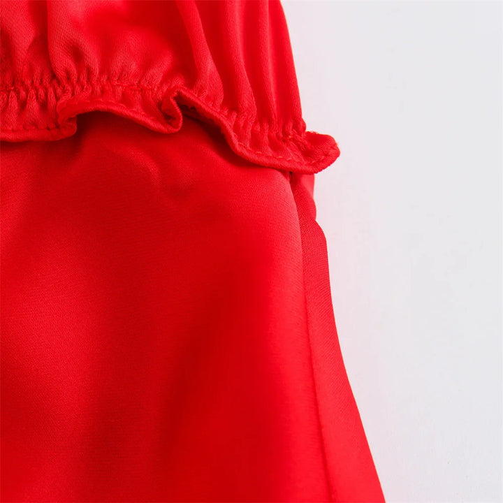 Vestido Midi Camisola Cetim vermelho use joá clothing