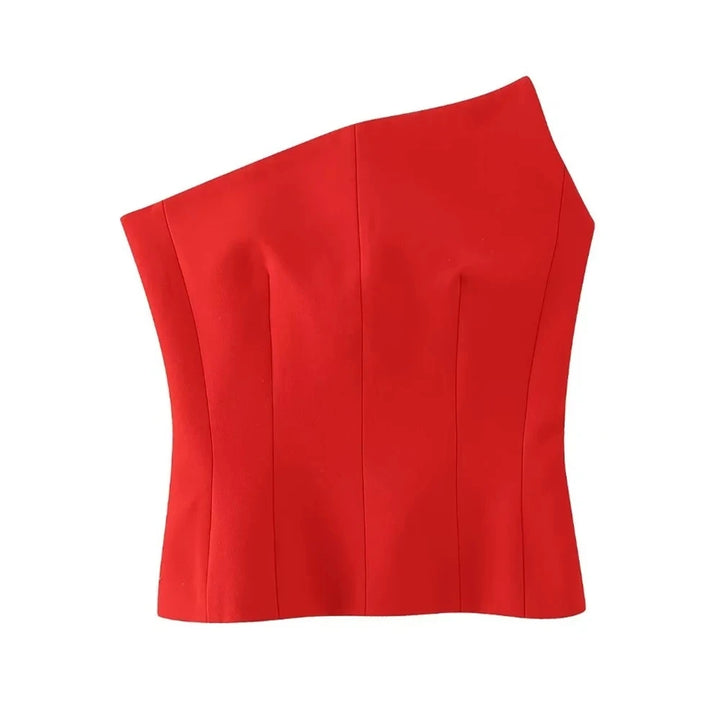 Top Bustier Feminino Liso Assimétrico Vermelho Use Joá Clothing