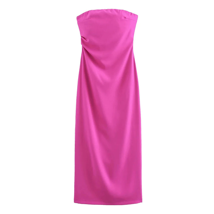 Vestido Midi Tubinho Liso rosa escuro use joa clothing