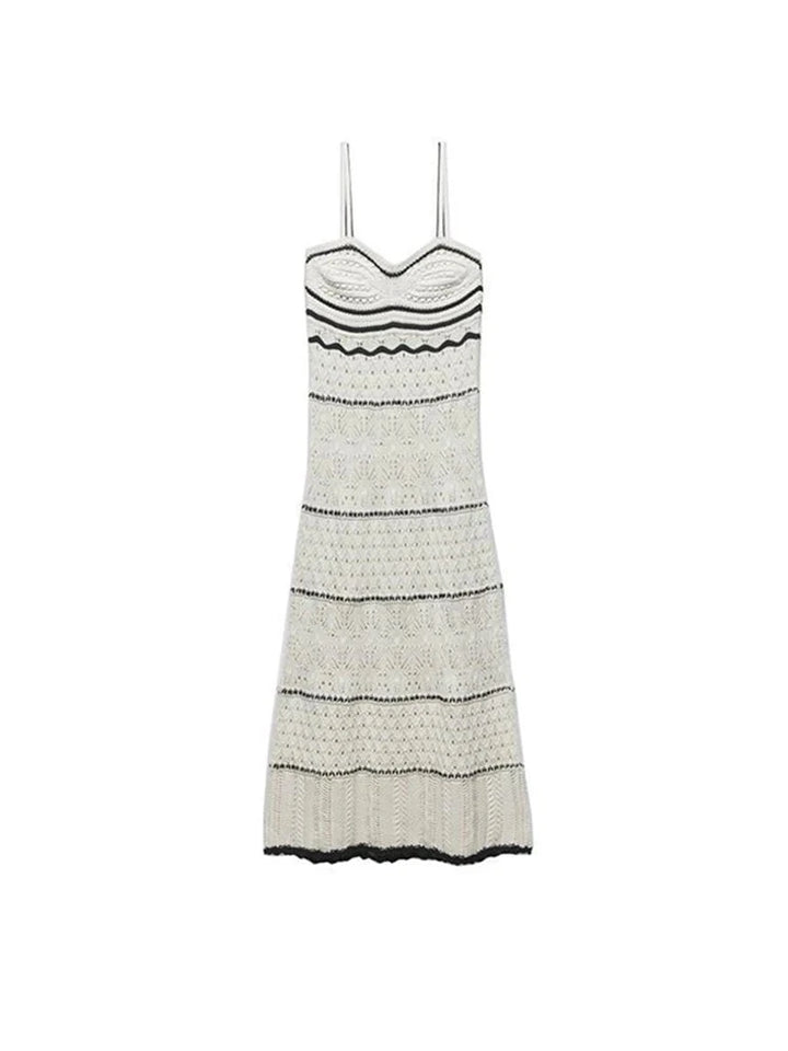 Vestido Midi Tricô P&B branco e preto use joa clothing