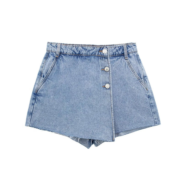 Short Saia Feminino Jeans Assimétrico Azul Claro Use Joá Clothing