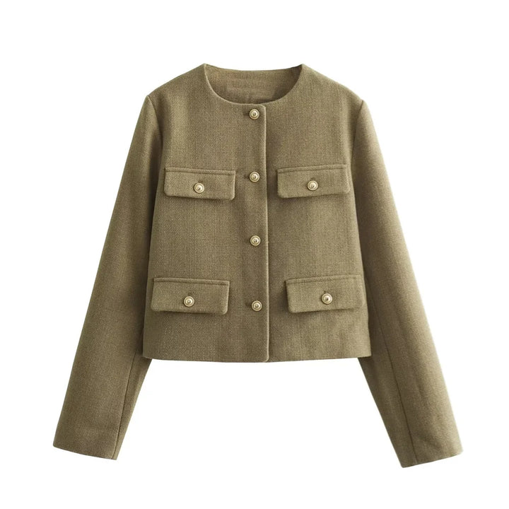 Casaco Feminino Inverno Detalhe Botão Verde Militar Use Joá Clothing