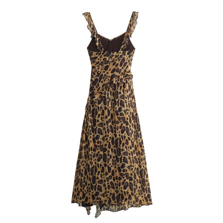 Vestido Longo Animal Print Babados use joá clothing