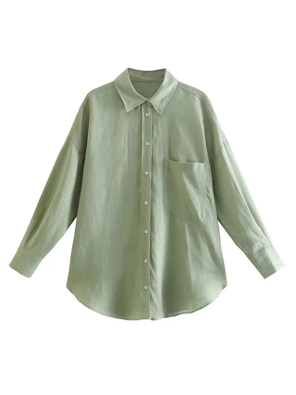 Camisa Feminina Casual Oversized Verde Claro Use Joá Clothing