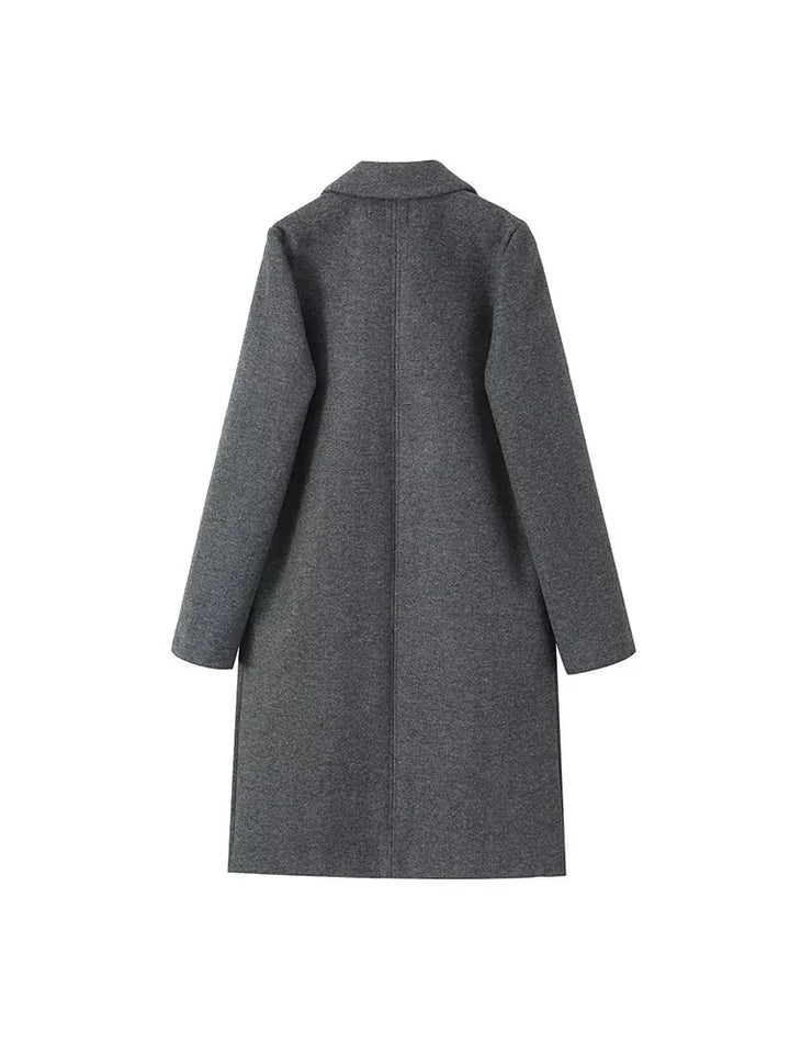 Casaco Sobretudo Feminino Longo Sem Botão cinza use joá clothing