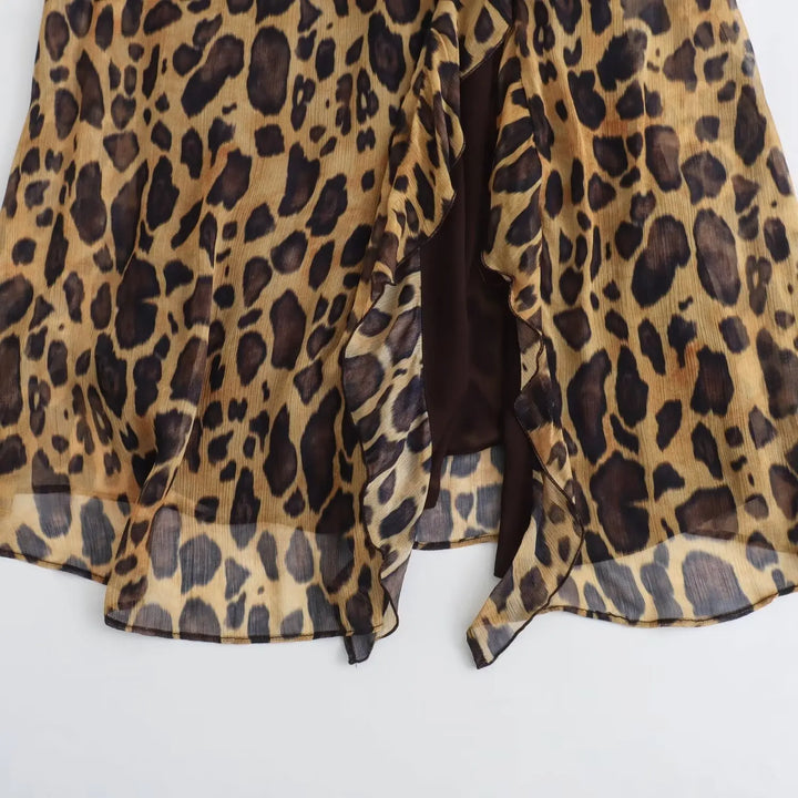 Vestido Longo Animal Print Babados use joá clothing