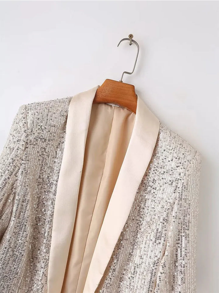 Blazer Feminino Oversized Paetê champagne use joá clothing