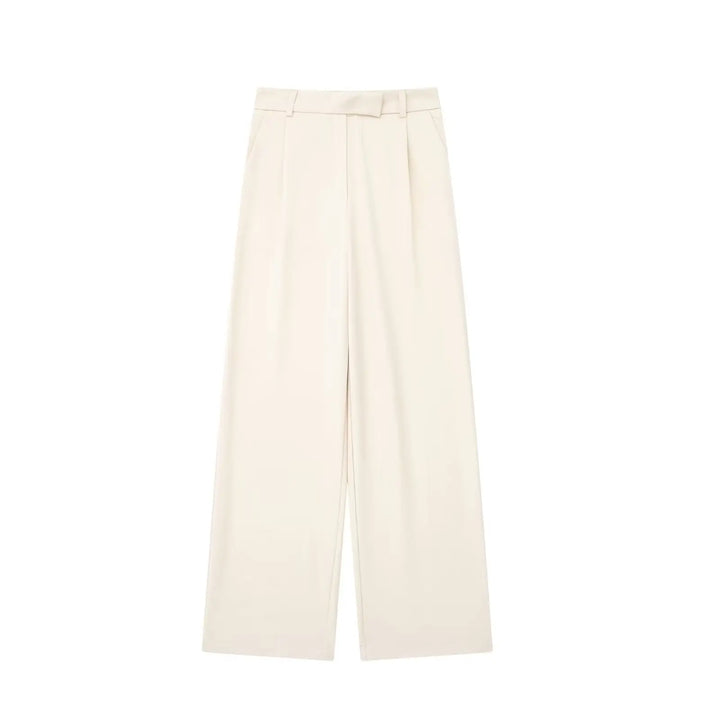 Calça Feminina Alfaiataria Reta Bege Use Joá Clothing