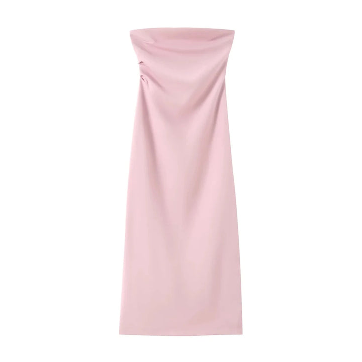 Vestido Midi Tubinho Liso rosa claro use joa clothing