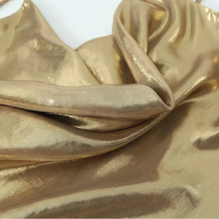 Vestido Curto Slip Dress Metalizado dourado use joa clothing