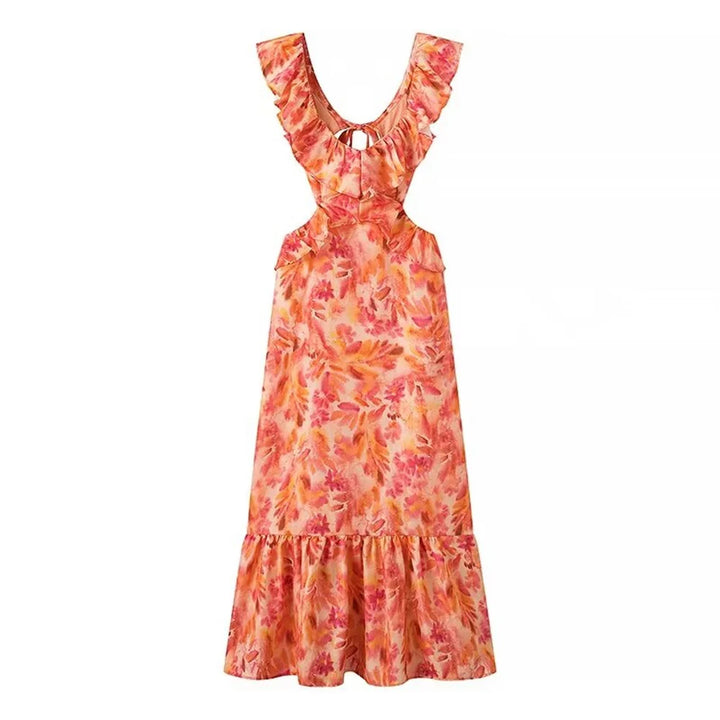 Vestido Longo Abertura Lateral laranja use joa clothing