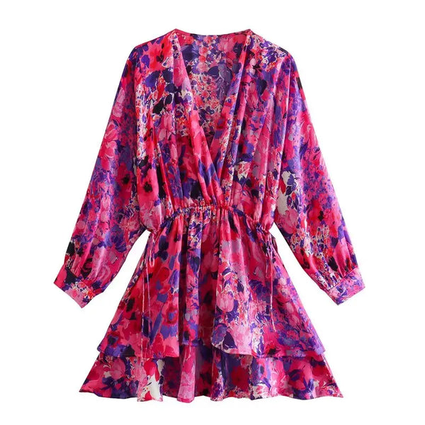 Vestido Curto Manga Longa Estampado use joa clothing