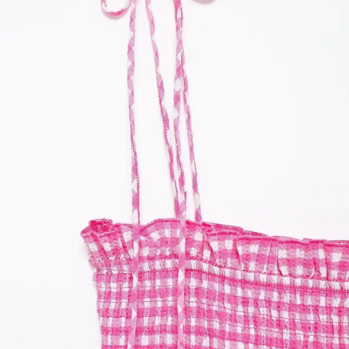 Vestido Curto Xadrez Babado rosa use joa clothing2