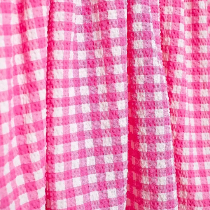 Vestido Curto Xadrez Babado rosa use joa clothing4