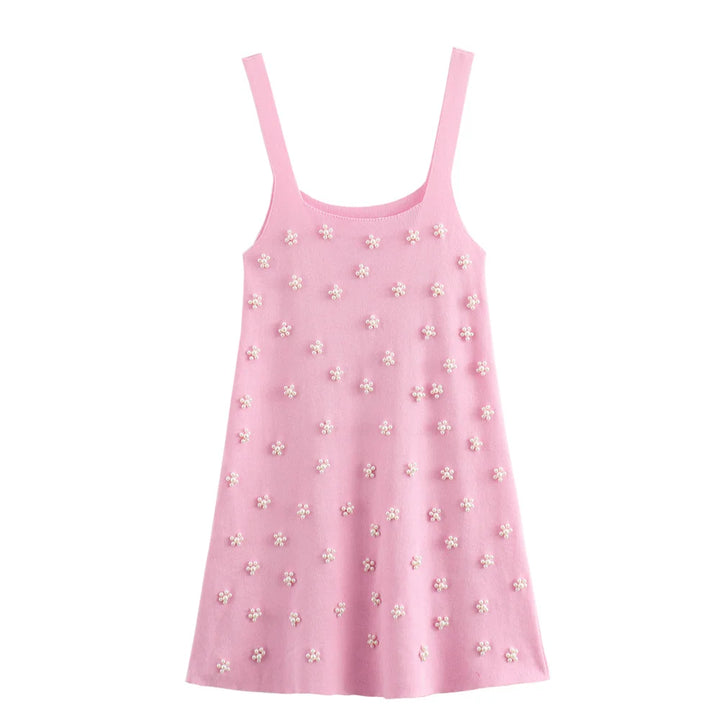 Vestido Feminino Curto com Pérolas use joa clothing rosa1