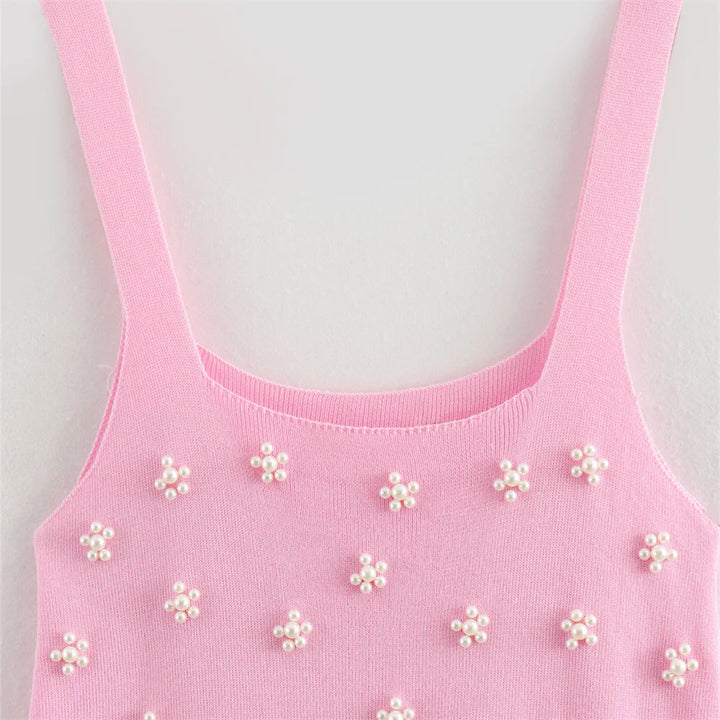 Vestido Feminino Curto com Pérolas use joa clothing rosa2