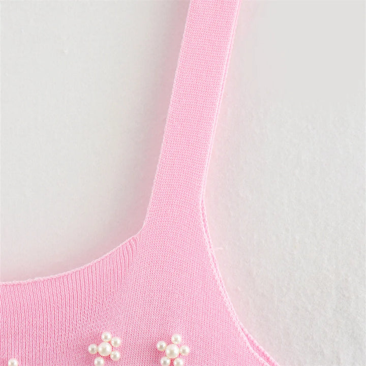 Vestido Feminino Curto com Pérolas use joa clothing rosa3