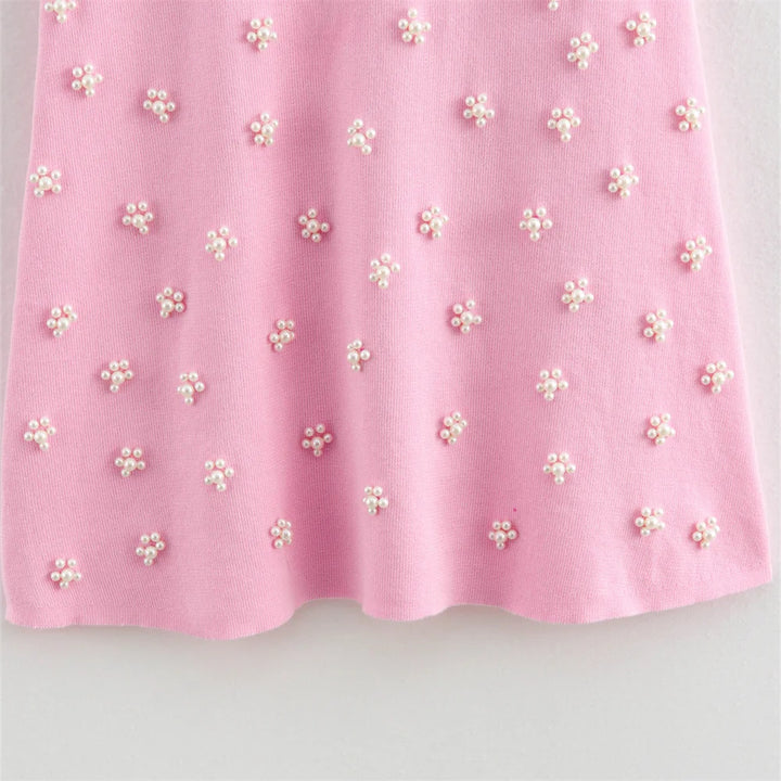 Vestido Feminino Curto com Perolas use joa clothing rosa5