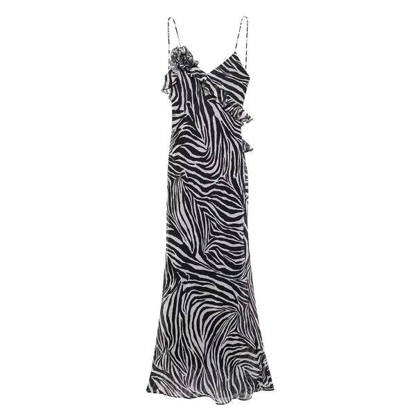 Vestido Longo Animal Print Zebra use joa clothing