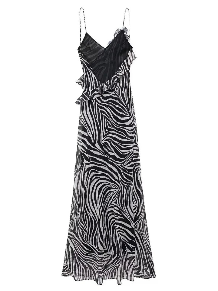Vestido Longo Animal Print Zebra use joa clothing1