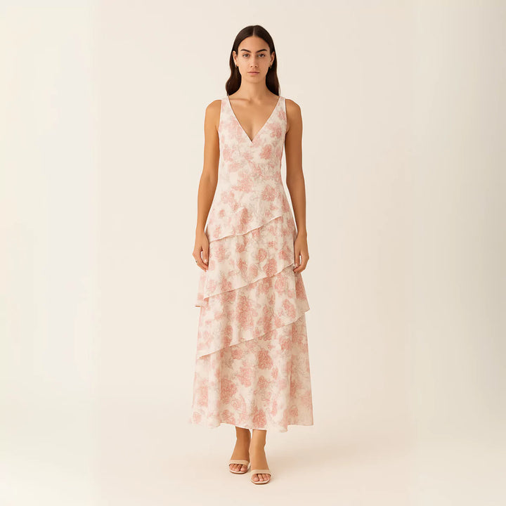 Vestido Longo Babado Floral use joá