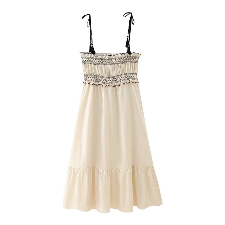 Vestido Longo Detalhe Bordado bege use joa clothing1