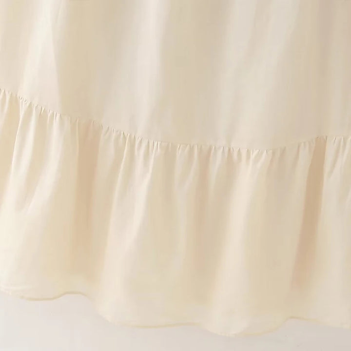 Vestido Longo Detalhe Bordado bege use joa clothing