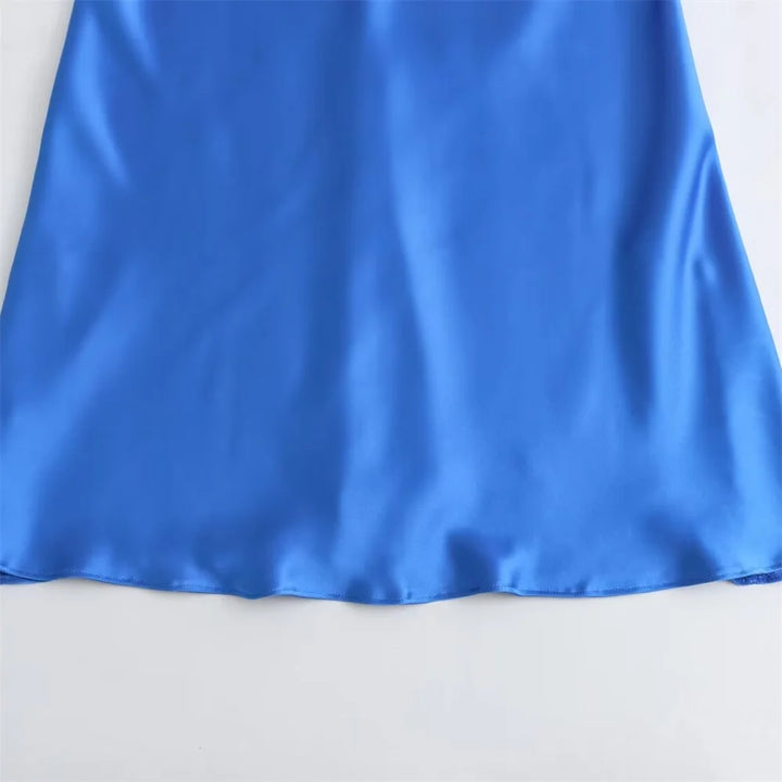 Vestido Longo Feminino Acetinado azul use joa clothing3