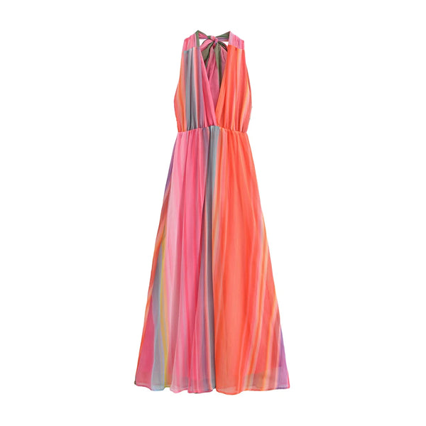Vestido Longo Listrado Cores use joa clothing