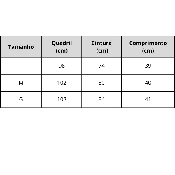 Saia Curta Feminina Pareô Miçanga Tabela de Medidas Use Joá Clothing