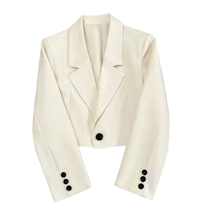 Blazer Cropped Feminino Alfaiataria bege use joá clothing